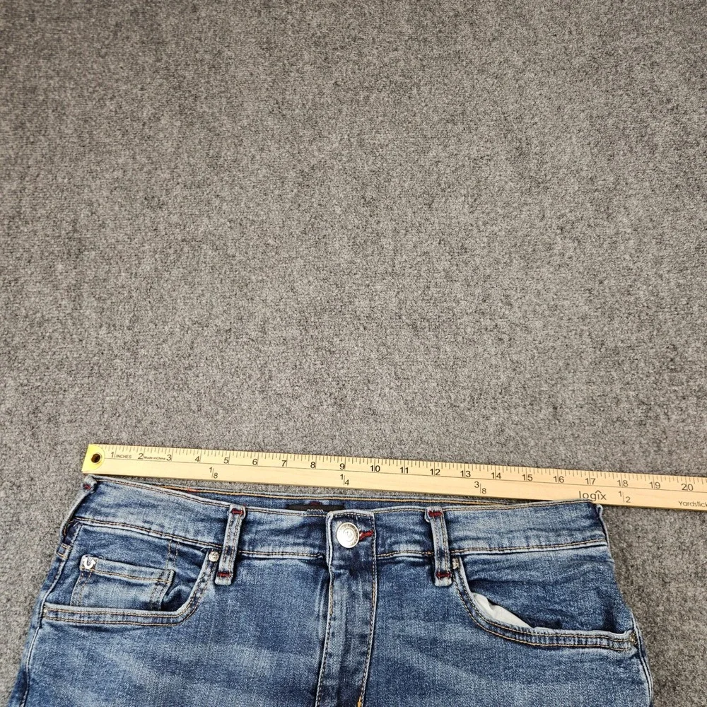 True Religion Rocco Moto Relaxed Skinny Jeans Mens 34 Blue Biker Denim Pants